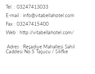 Taucu Vita Bella Hotel iletiim bilgileri